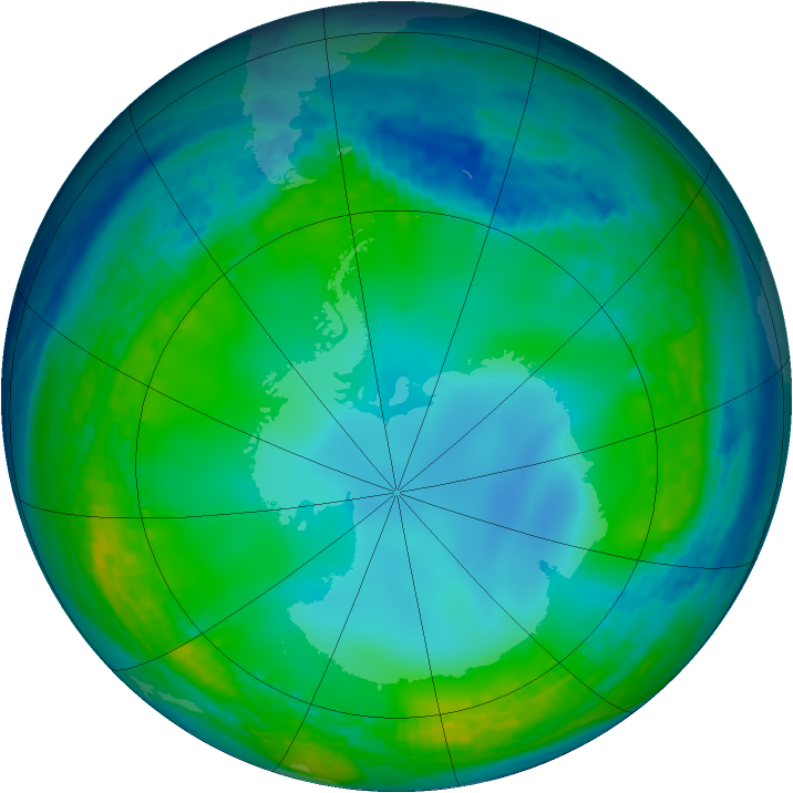 Antarctic ozone map for 25 June 2004